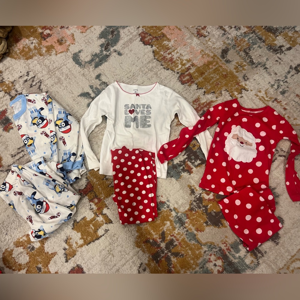 4T Christmas Pajama Sets Bluey and Santa